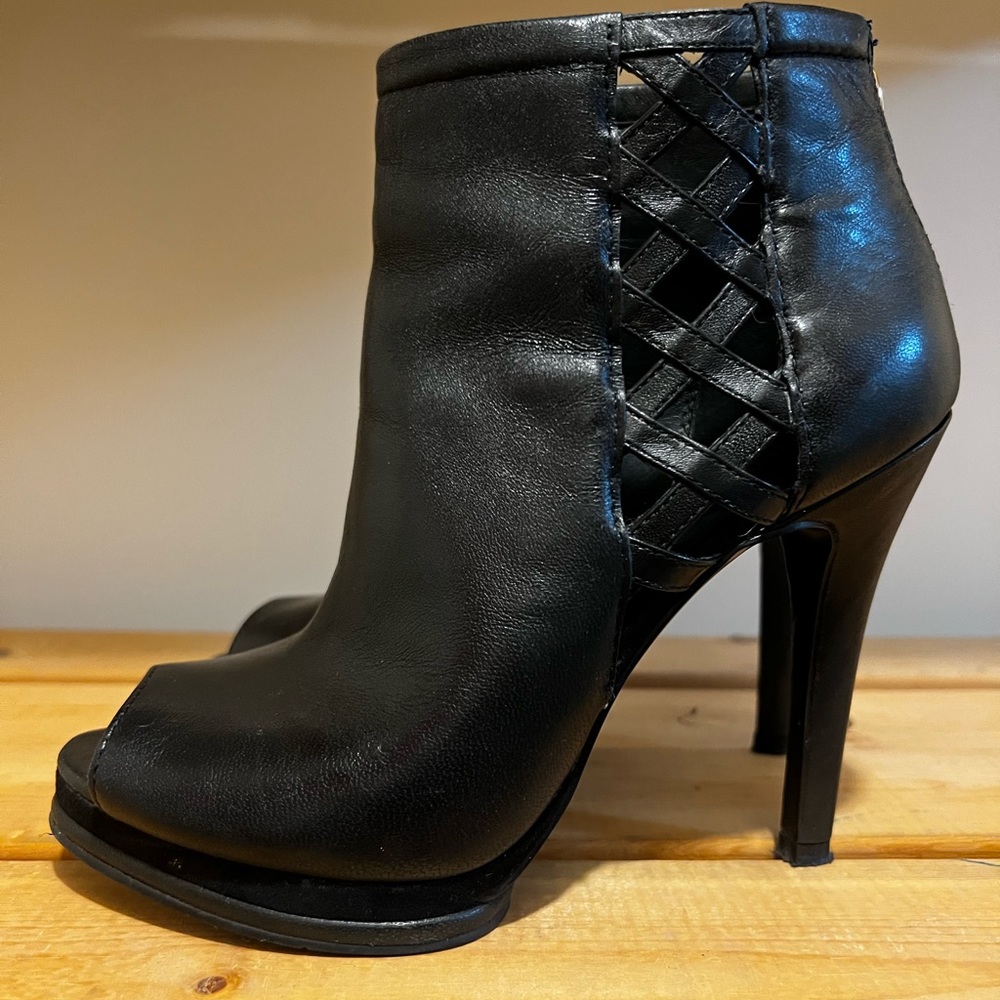 Nine West Leather Peep-Toe Booties